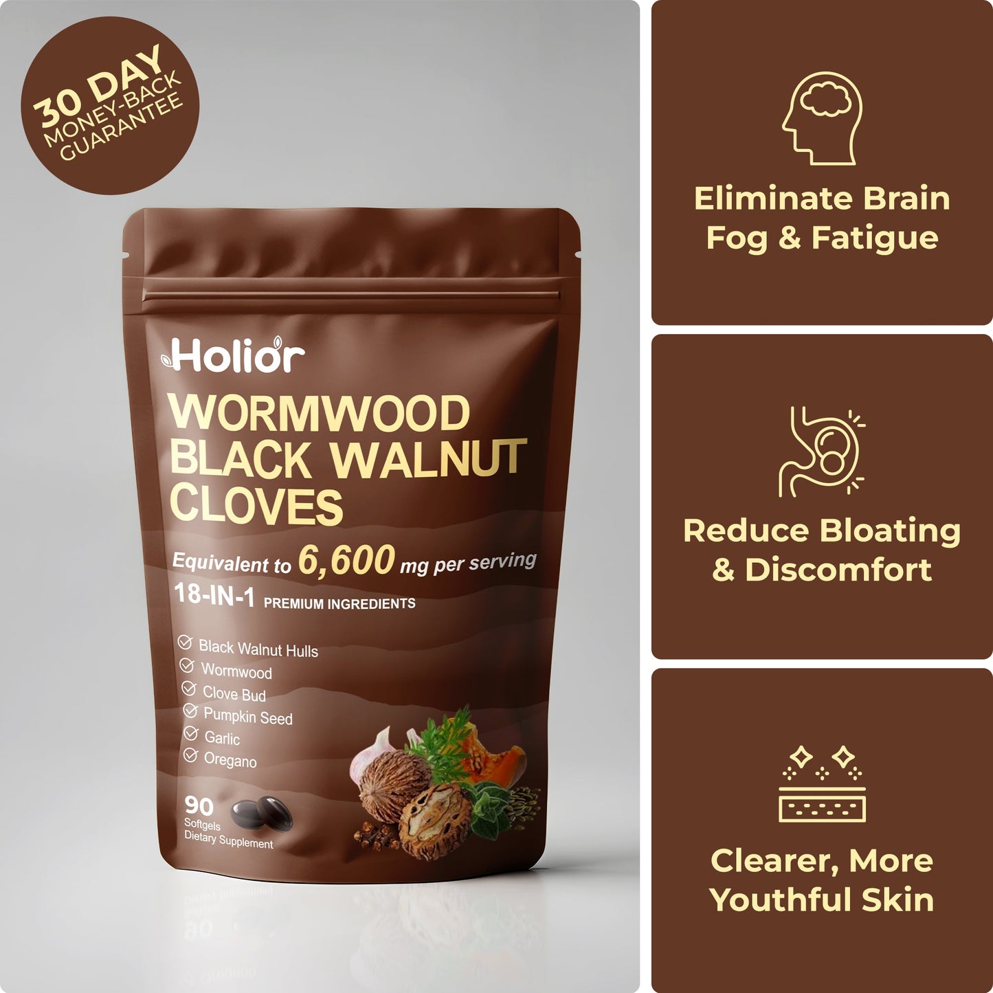 Wormwood Black Walnut Pumpkin Seed & Clove Softgels